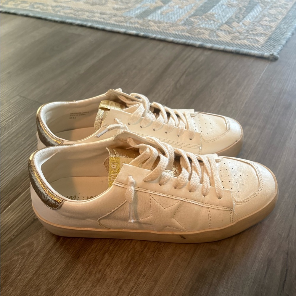White and Gold Sneakers